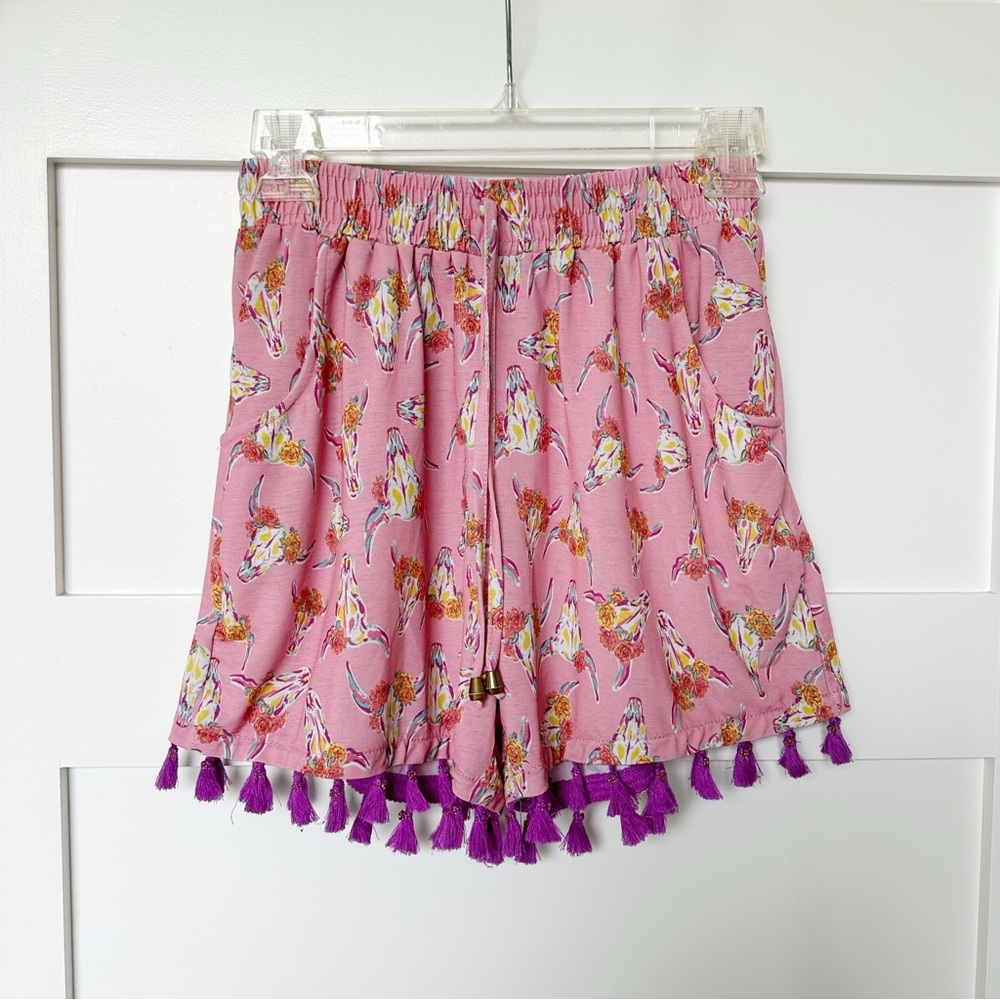 Simply Southern Floral Longhorn Tassel Shorts